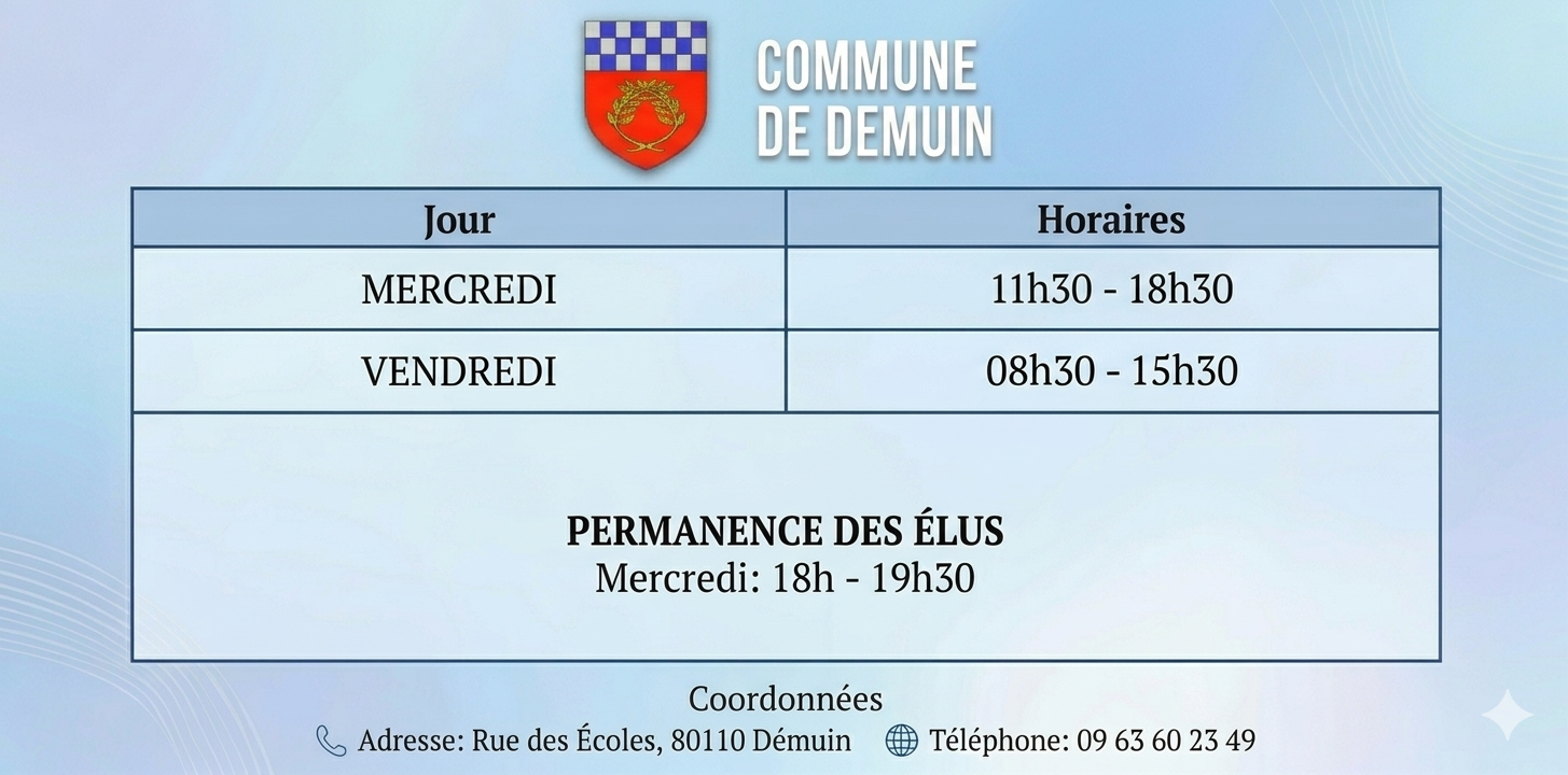 Demuin mairie horaires
